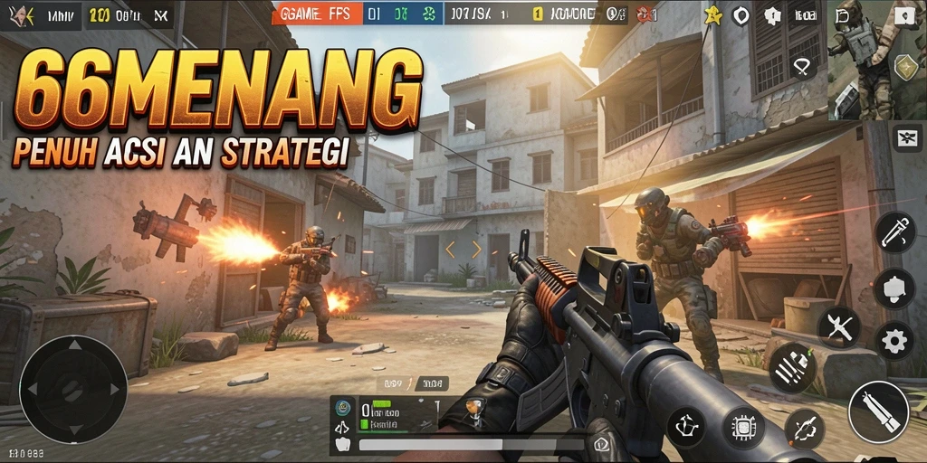 Gameplay seru dan mendebarkan dari 66MENANG di medan perang.