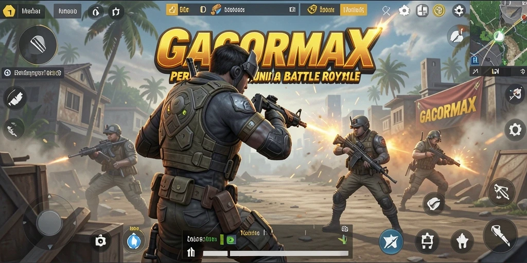 Tampilan gameplay menegangkan daru GACORMAX dalam pertarungan Battle Royale.
