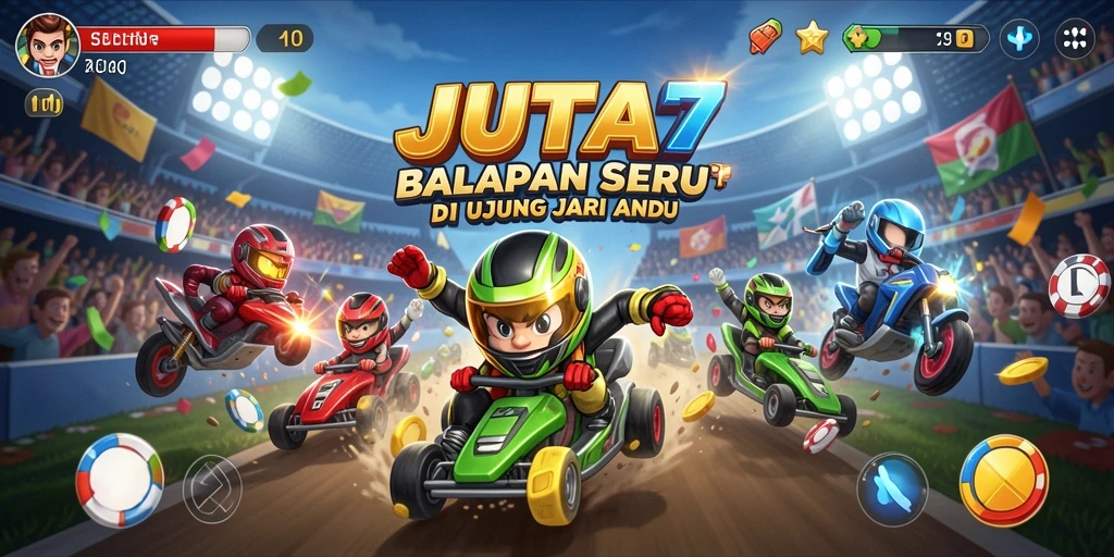 Tampilan gameplay menarik dari JUTA7 saat balapan.
