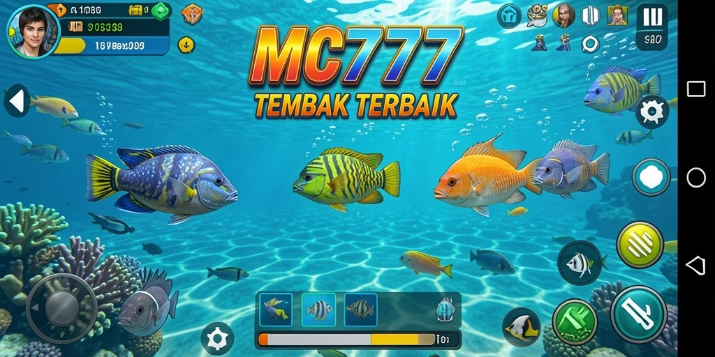 Tampilan gameplay seru dari MC777 saat menangkap ikan.