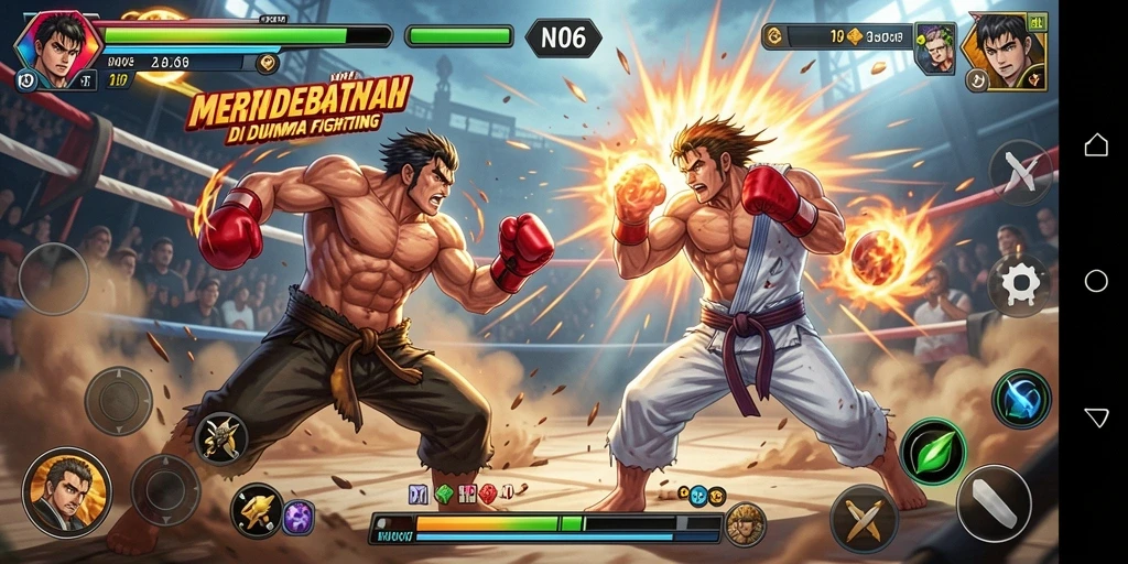 Screenshot gameplay N06 menampilkan aksi pertarungan yang intens dan grafis memukau.