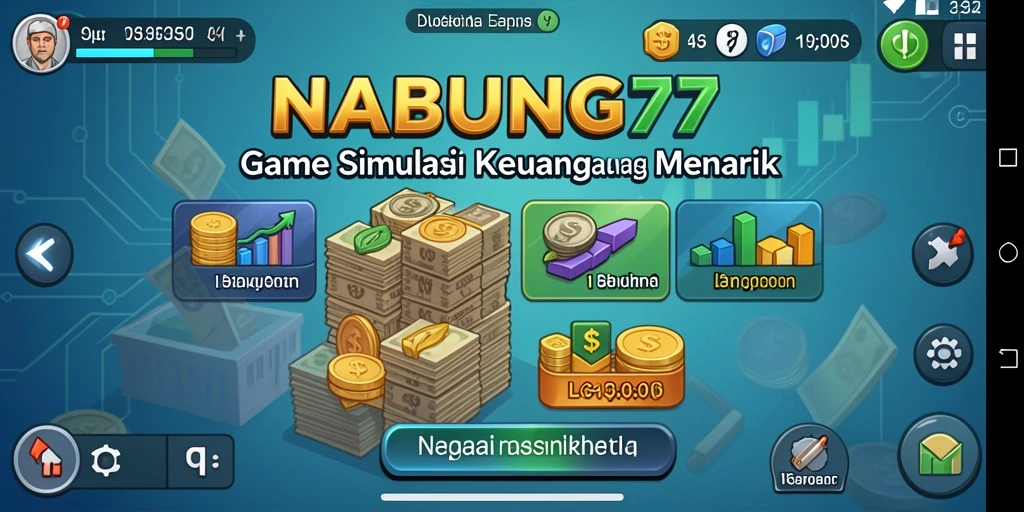 Gameplay interaktif NABUNG77 tentang simulasi keuangan yang mendidik.