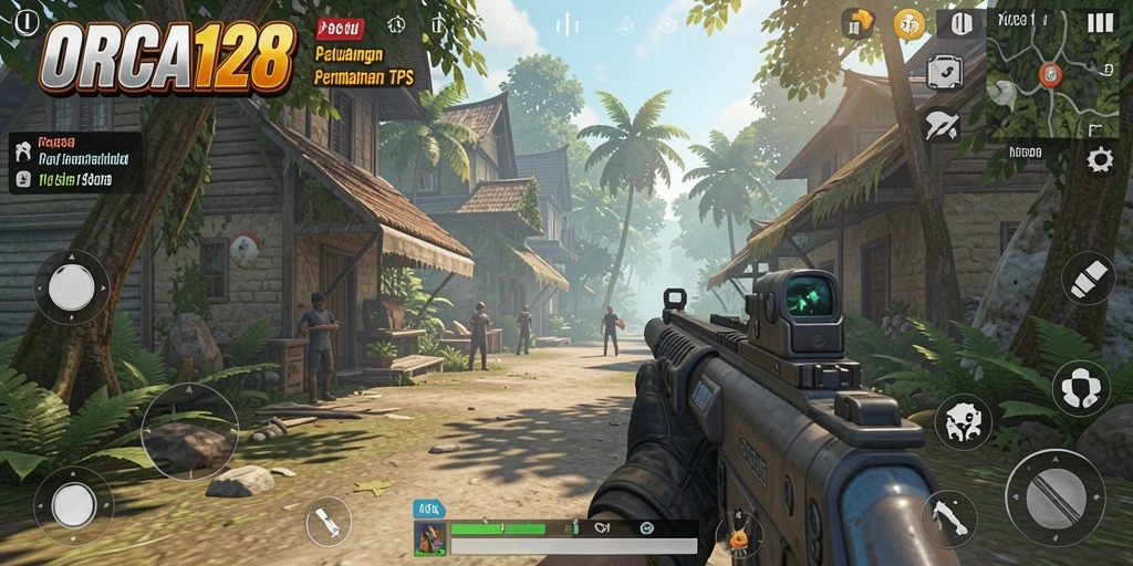 Gameplay menegangkan di ORCA128 saat beraksi di arena TPS.